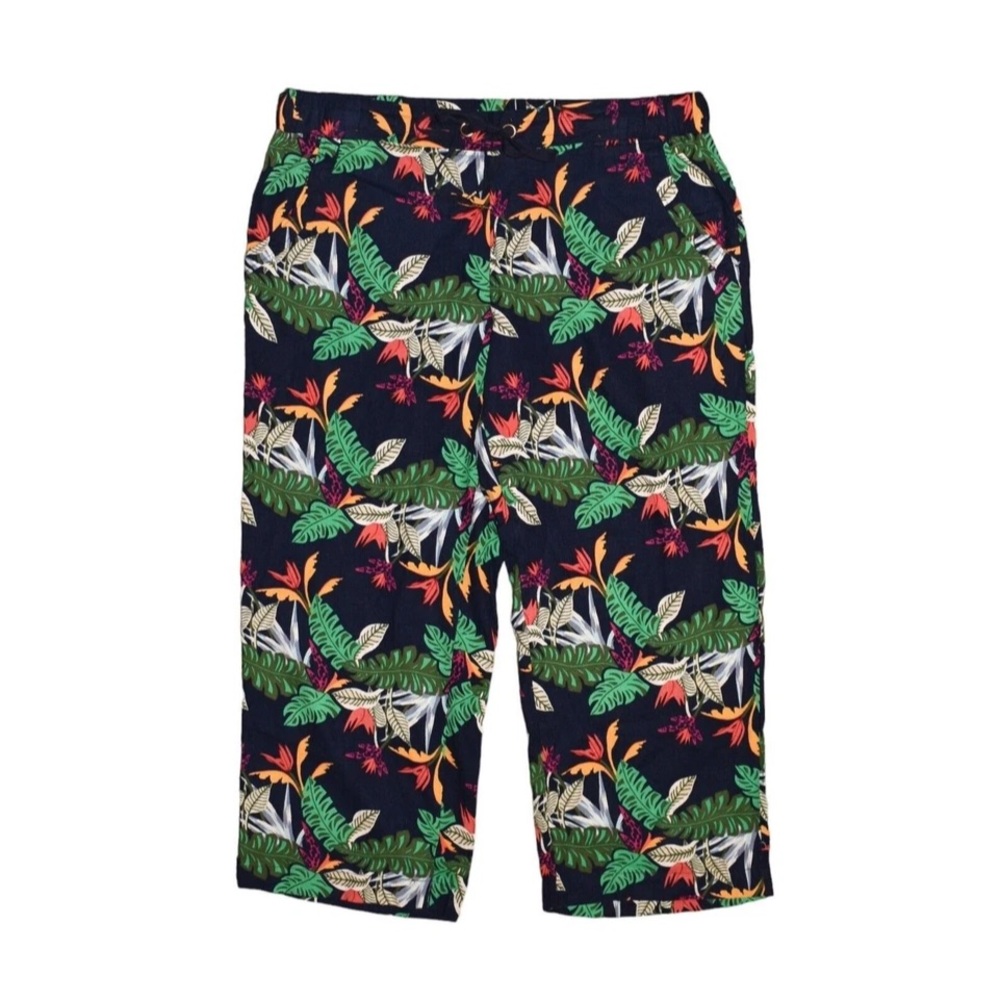 Izod Navy Tropical Print Cropped Pants